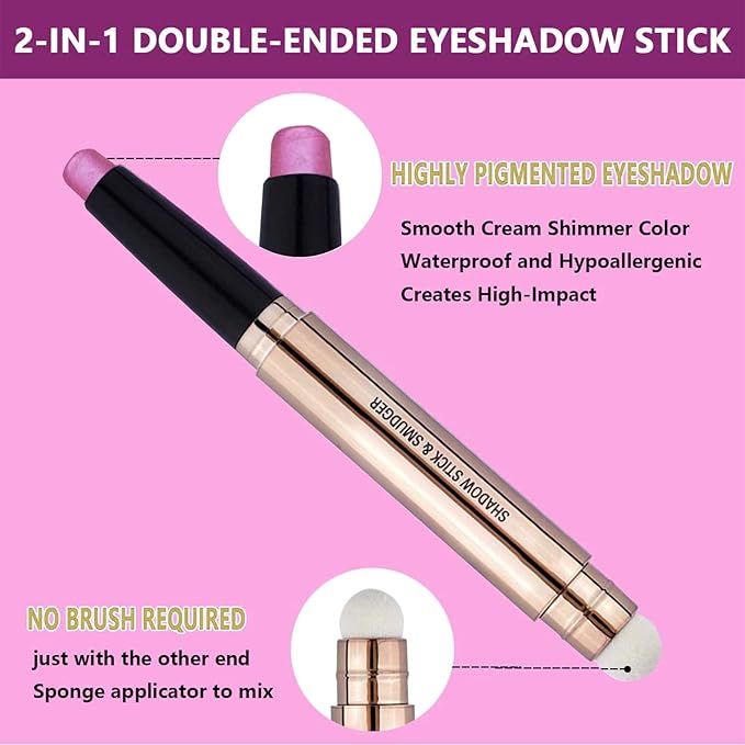 Pink Eyeshadow Stick Cream Smooth Shimmer glitter eyeliner pencil hot light matte palette Eye shadow Pencil Hypoallergenic Waterproof Long Lasting Highlighter Stick Multi-Dimensional eyes Look 13#