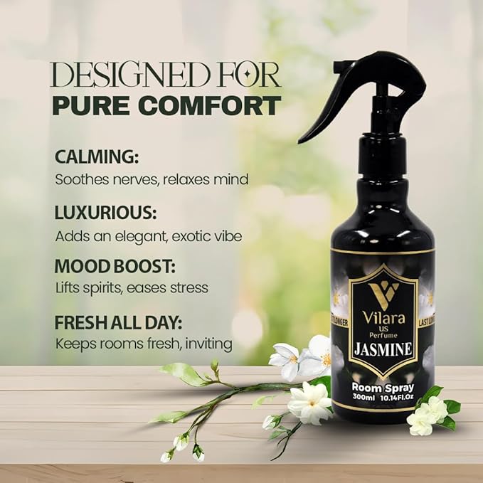 Room Spray Freshener - Long-Lasting Luxury Scents - Room and Linen Spray for Bedding, Sheets, Fabric, Furniture for Aromatherapy - 10.14 fl oz (Jasmine)