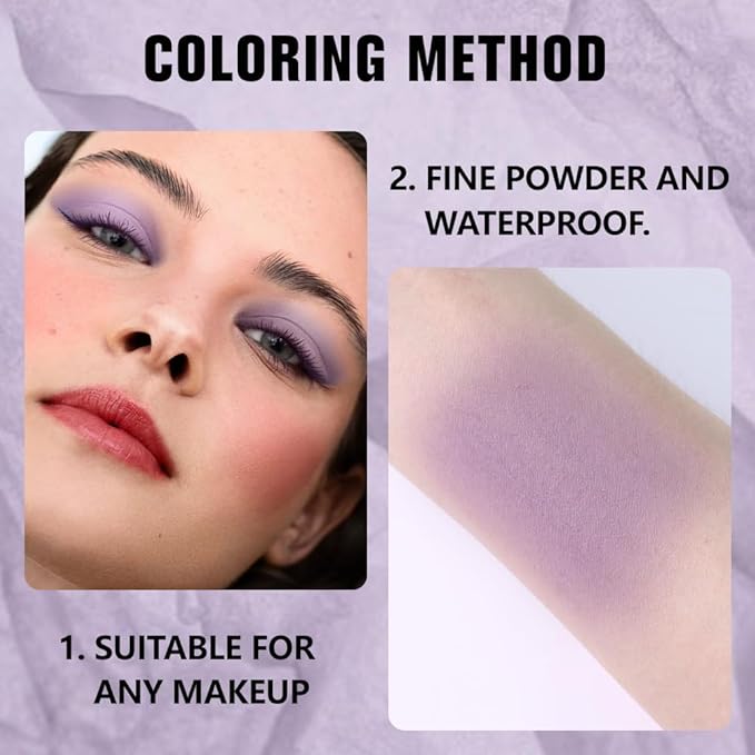 evpct Lavender Purple Matte Single Eye Shadow Palette Makeup for Older Women, Pale Lavender Natural Pressed Eyeshadow Palette for Eyes, High Pigment Longwear Mini Monochrome Eyeshadow Sombra Para Ojos