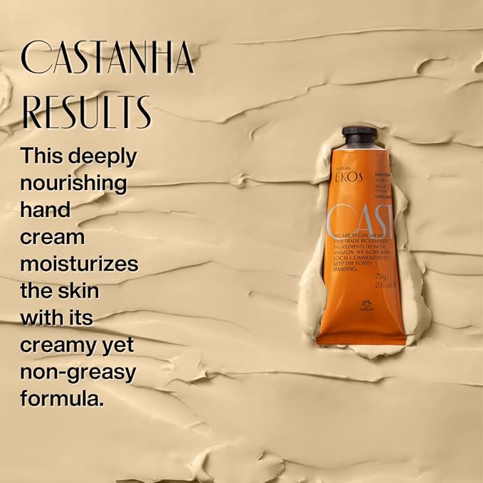 Natura - Brazil Nut Hand Cream - Anti-Dryness Castanha Hand Balm - 24-Hour Deep Hydration Skin Moisturizer - Vegan Skin Care - Brazilian Beauty Secrets - Self Care & Body Care - 1.4oz (40g)