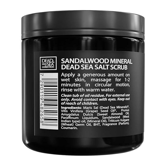 Salt Body Scrub Sandalwood For Men – Moisturizes, Exfoliates & Nourishes Skin – Cleanses & Detoxifies with Dead Sea Minerals - Dead Sea Collection – 23.28 OZ