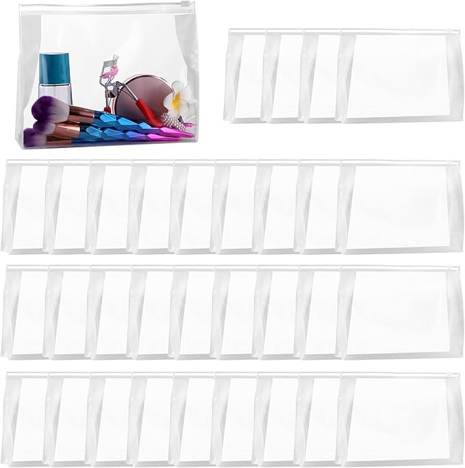 50 PCS Mini Clear Makeup Bag,Small Clear Zipper Pouch Travel Bag for Toiletries Plastic Cosmetic Organizer Waterproof，for Swimsuit Bikini Travel Vacation(7.9 x 5.9 x 2 Inch)