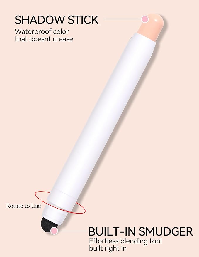 Erinde Waterproof Cream Eyeshadow Stick, Matte Nude Eye Shadow Sticks, Longwear Blendable High Pigmented, Neutral Eye Shadow Sticks Matte for Older Eyes, Smokey Eyeshadow Pencil Crayon, Nude beige
