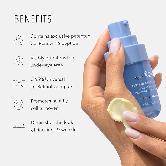 HydroPeptide Retinol Eye Renewal Lifting & Firming Eye Balm with 0.65% Universal Tri-Retinol Complex Peptide Solution, 0.5 Ounce