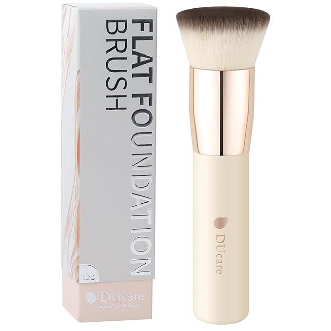 DUcare Foundation Brush,Flat Top Kabuki Brush Synthetic Professional Makeup Brush Liquid Blending Mineral Powder Buffing Stippling Makeup Tools,Beige