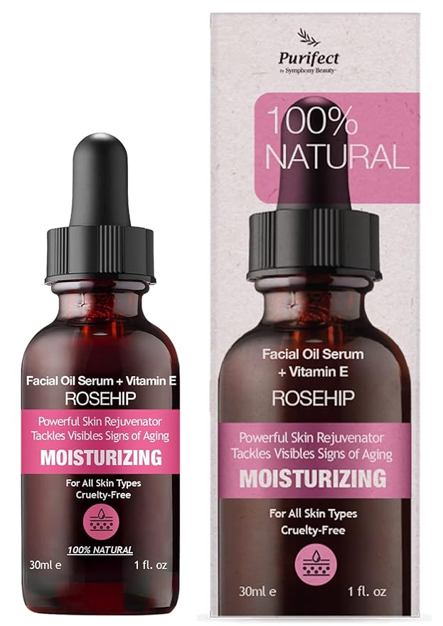 Purifect Anti-Aging Rosehip Oil Facial Serum for Acne Scars, Wrinkles, Moisturizes and Repairs – Made in USA | Naturally Fortified with Retinol (Vitamin A) & Vitamin E for Brighter, Radiant Complexion