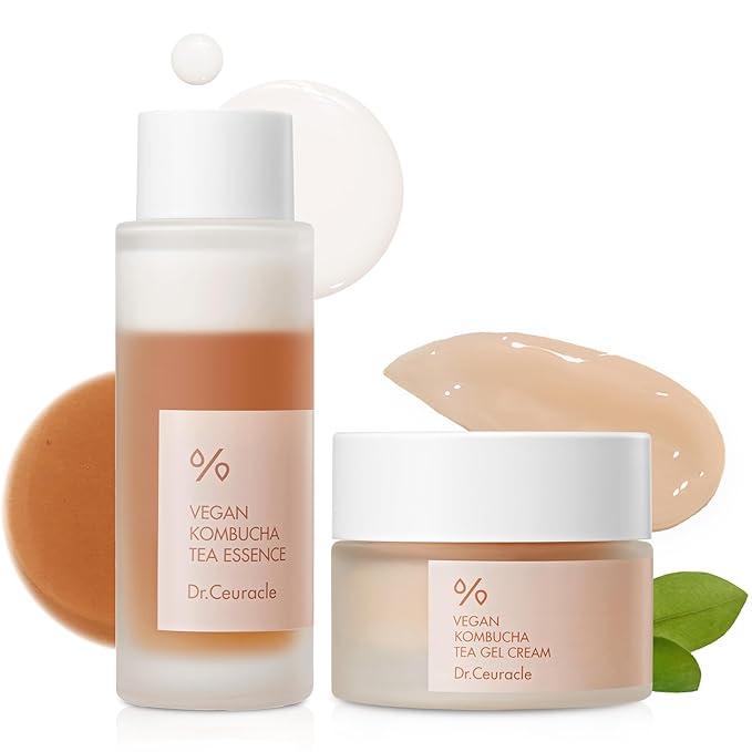 Dr.Ceuracle Vegan Kombucha Tea Beginning Set - Korean Skincare Set for Stocking Stuffers, Travel & Business Trip, Mini Size Essentials included Essence, Gel Cream