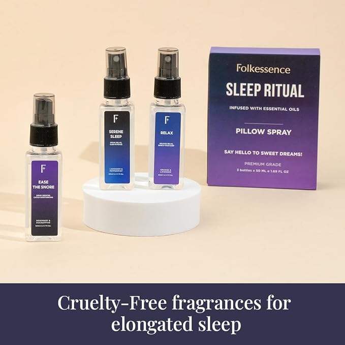 Folkulture Pillow Sprays - Set of 3 | Natural Fragrance Sleep Spray for Pillows, Bedsheets, Blankets | Fabric Freshener Spray Set for Laundry, Bedroom, Home with Essential Oils | Sleep Ritual - 5.1 Oz
