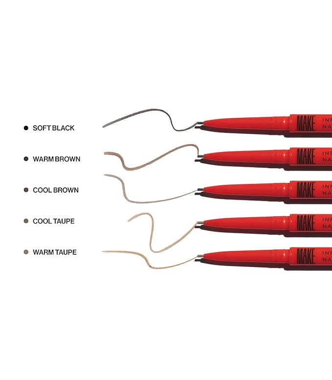 MAKE Beauty Nano Brow, Micro Eyebrow Pencil. Long-Lasting Smudgeproof Eye Brow Makeup for Hairlike Lines. Precision Liner for Natural-Looking Eyebrows - Shade, Soft Black