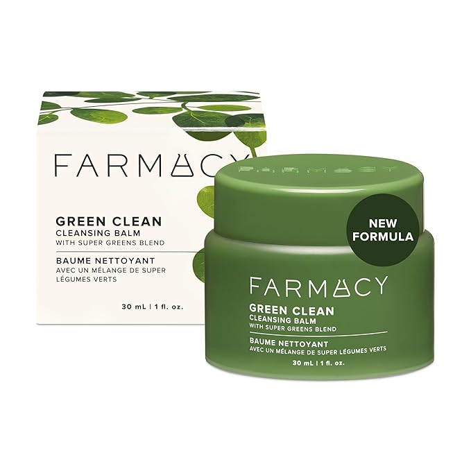 Farmacy Makeup Remover Cleansing Balm - Green Clean Waterproof Makeup Remover + Oil Based Cleanser - Newly Formulated Double Cleanser with Plant Based Waxes + Upcycled Moringa (30ml)