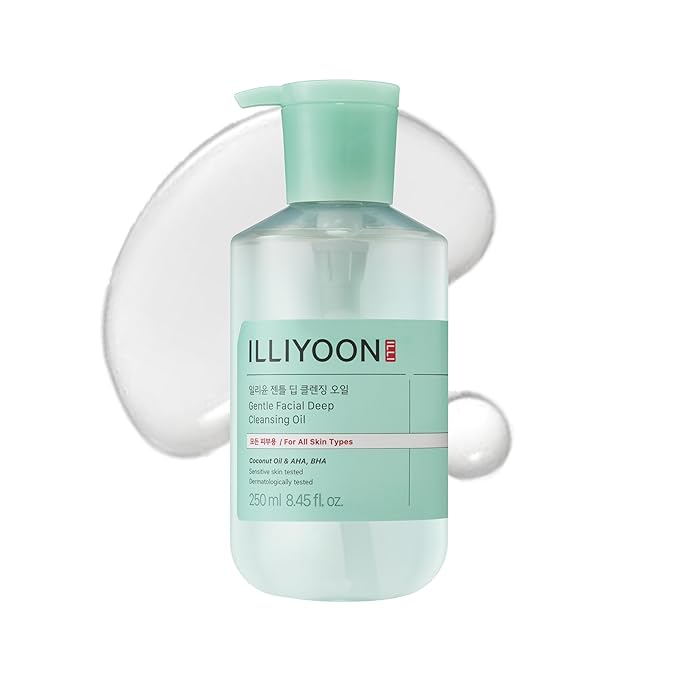 Illiyoon Gentle Deep Cleansing Oil | Lightweight Facial Cleanser with Coconut Oil & AHA/BHA for Makeup, Fragrance-Free, Sebum & Blackhead Removal, Korean Skin Care, 8.45 fl.oz.