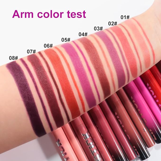 AMY'S DIARY 2Pcs Hot Pink Lipstick and Lip Liner Combo, Lip Liner and Lip Stick Kit for Women, Matte Lip Pencil and Smooth Hydrating Lipstick, Non-Stick Lip Makeup Set (05# Rose Pink)