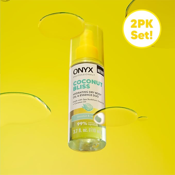 Onyx Professional Hydrating Dry Body Oil, Coconut Bliss, 3.7 fl oz, 2pk