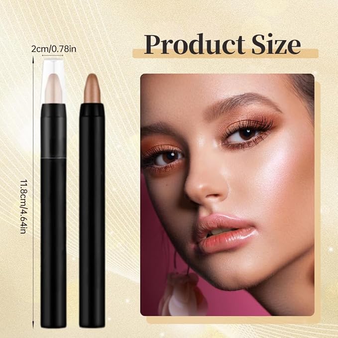Eyeshadow Shimmer Stick, 16 Color Highlighter Eyeshadows Pencil Waterproof Glitter Eye Shadow Eyeliner Pen, Waterproof Eyeshadows Shimmer Stick Long Lasting Brightener Eyeshadow (16 Silver)