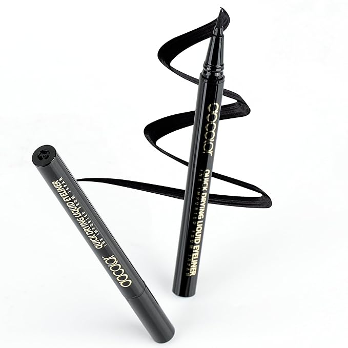 docolor Eyeliner, 2PCS Black Liquid Eyeliner Waterproof Eye Liner Pen Super Slim Precise All Day Black Eye Pencils Professional Makeup Liquid Eye Liner Pencil for Women