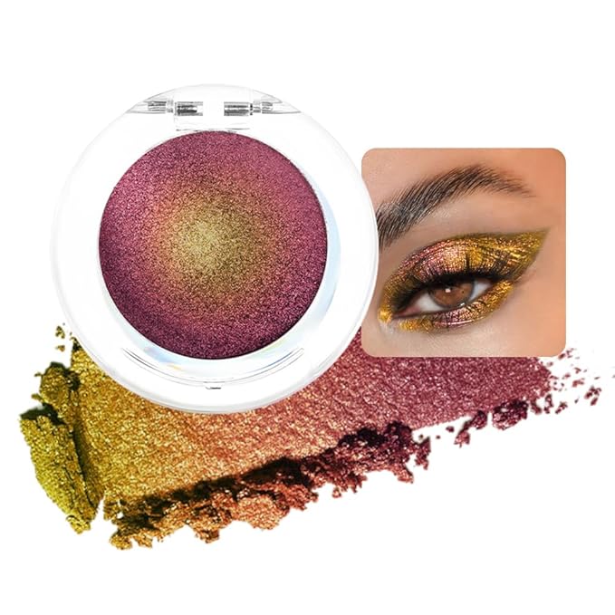 evpct Rose Red Gold Shimmer Sparkle Chameleon Duo Chrome Multichrome Gothic Iridescent festival Eyeshadow Palette, Single Mini Eye Shadow Palette Makeup for Older Women, Glitter Eyeshadow Stick, 01
