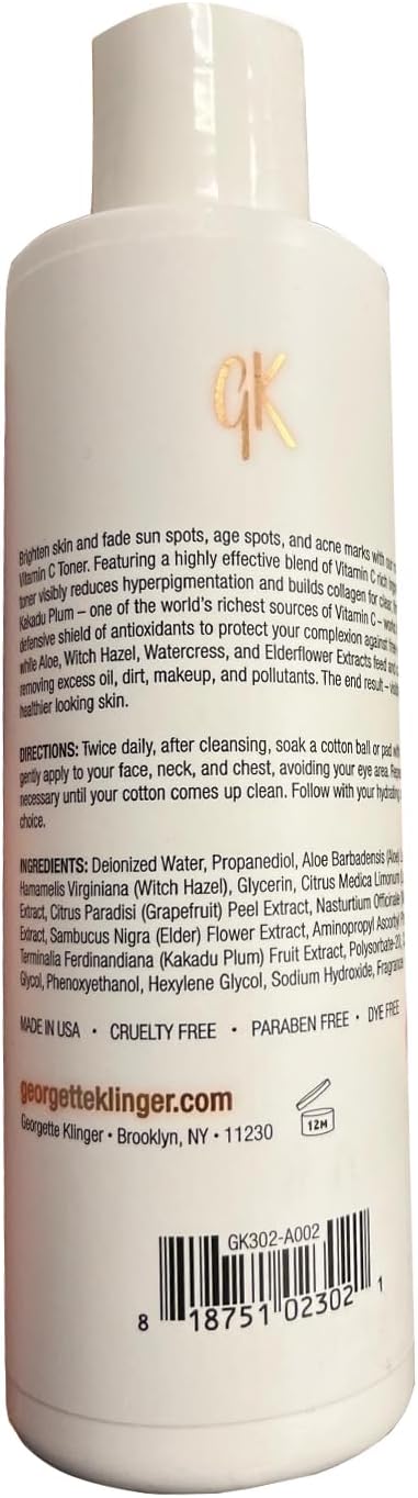 Vitamin C Toner - Revitalizing Face Skin Brightener with Kakadu Plum, Aloe Vera, and Witch Hazel: Reduces Sun Spots, and Age Spots While Cleansing Pores - 6.7 oz by Georgette Klinger