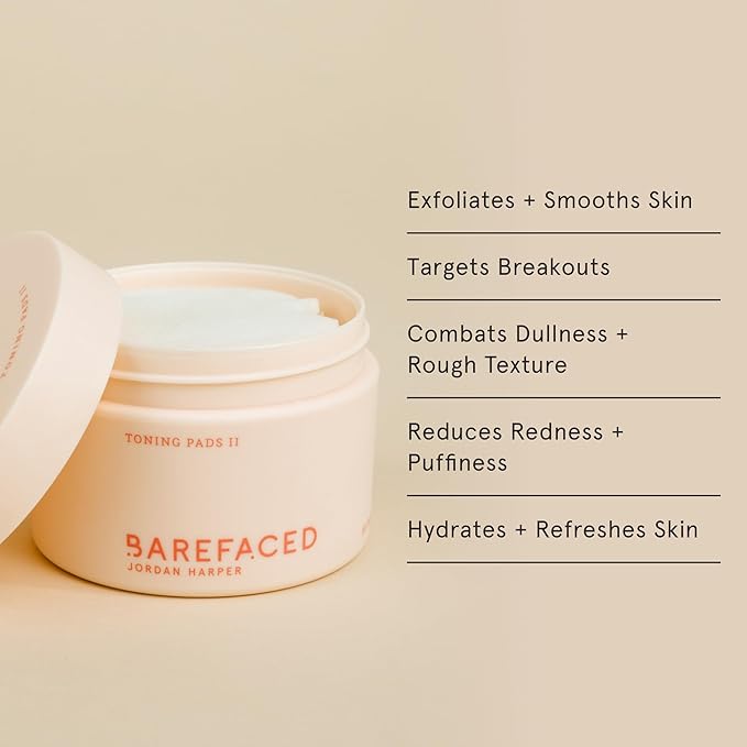 Barefaced Skin Goals Bundle - Toning Pads, Toning Pads II, Liquid Gold, Overachiever - Renew, Resurface, and Revitalize Skin
