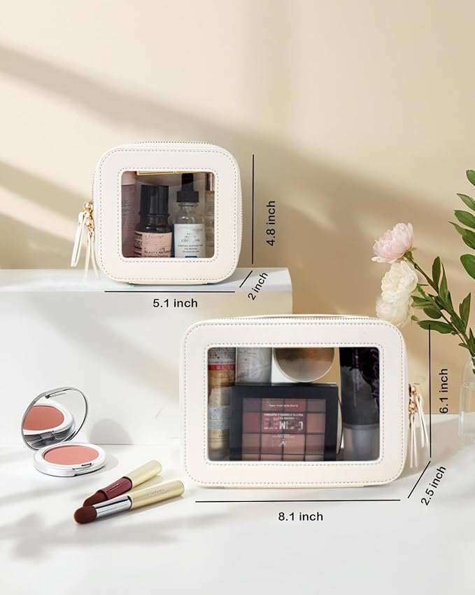 Clear Makeup Bag Set, Travel Makeup Case Clear Cosmetic Travel Bag Small Makeup Organizer Mini Make Up Pouch for Purse Waterproof Toiletry Bag Portable Car Essentials Car Organizer