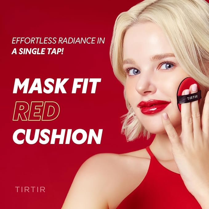 TIRTIR Mask Fit Red Cushion Foundation | Full coverage, Weightless, Skin fit, Satin Glow Finish, Korean Makeup BB Foundation, beauty, Tattoo cover up, Buildable (#34N Pecan, 0.63 Fl Oz)