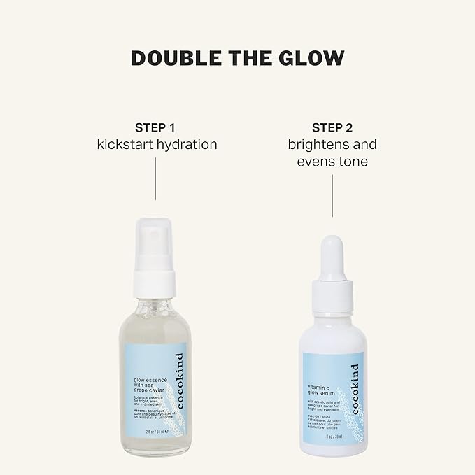 Cocokind Vitamin C Glow Serum with Azelaic Acid and Sea Grape Caviar for Bright and Even Skin, 1 Fl Oz
