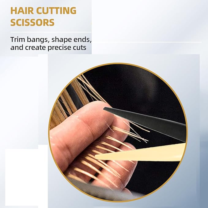 6.5” Professional Hair Cutting Scissors – Japanese Stainless Steel Salon Scissors, Premium Barber Shears for Hair Cutting, Home Use for Man Woman Adults Kids Babies (Black & Gold)