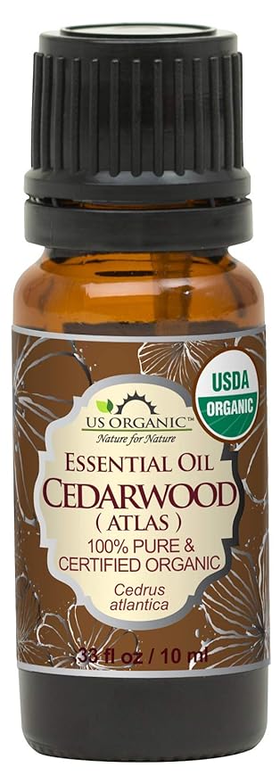 US Organic 100% Pure Cedarwood Essential Oil (Atlas) - USDA Certified Organic, Steam Distilled (More Size Variations Available) (10 ml / .33 fl oz)