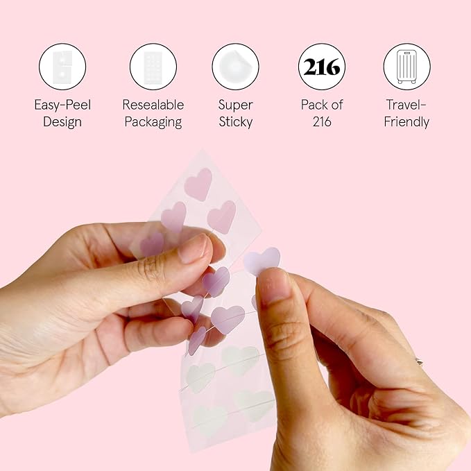 grace & stella Award Winning Pimple Patches for Face - Dermatologist Tested Acne Patches - Hydrocolloid Patch for Breakouts, Whiteheads - Vegan Acne Spot Treatment for Face (Hearts, 216 Pack)