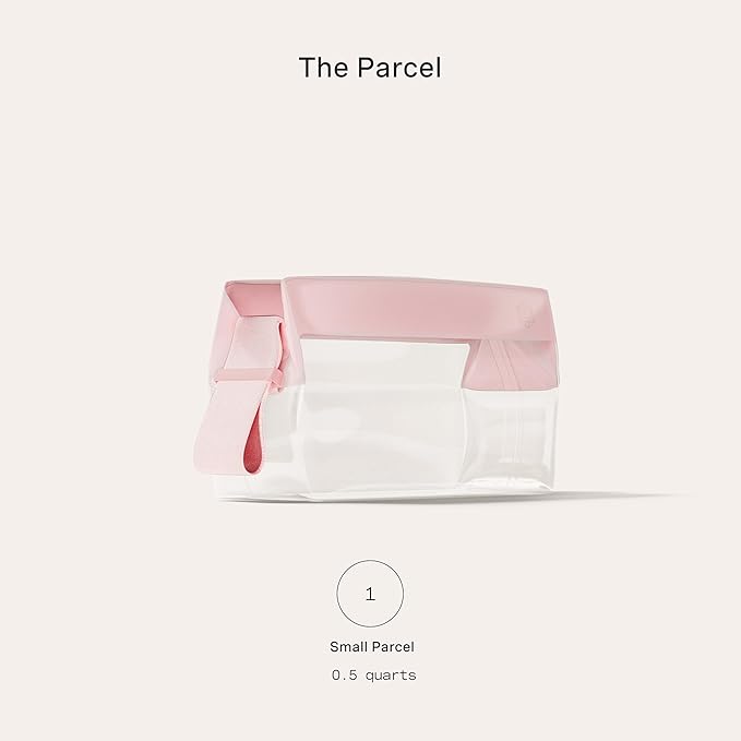 Cadence Parcel - Clear Kit with Magnetic Closure - Durable and Leak-Resistant Travel Toiletry Kit - TSA-Compliant & Modular Design - Hygiene Bag for Travel Essentials - .5 Qt - Rose