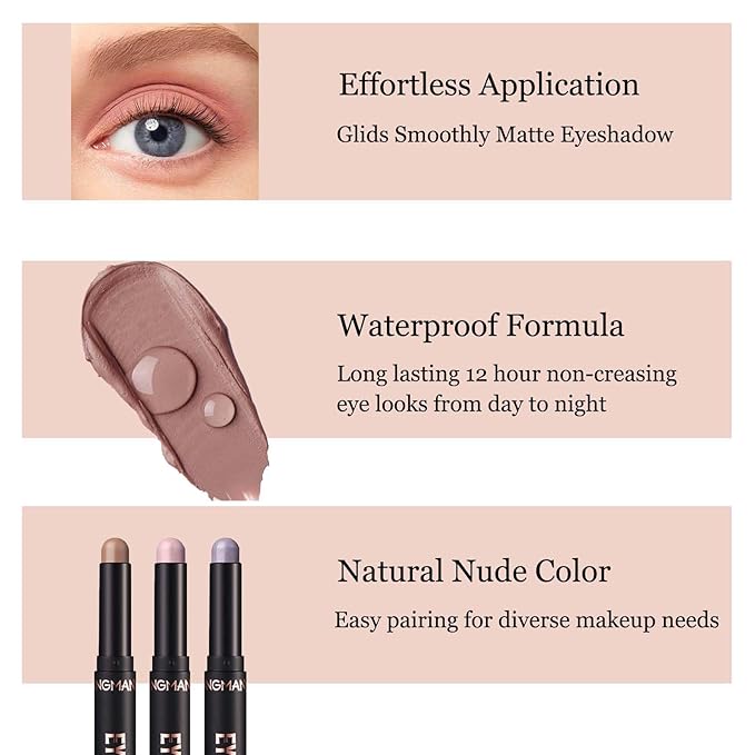 Blue Eyeshadow Stick Blendable Cream Eyeshadow Waterproof Long Lasting High Pigmented eyeshadow Pencil, Hypoallergenic Nude Eye Shadow Stick (20# Periwinkle Matte)