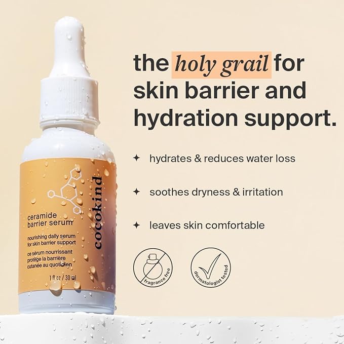 Cocokind Ceramide Barrier Serum, Hydrating Serum to Reduce Dryness, All Skin Types including Sensitive Skin, Fragrance Free, Cruelty Free, 1 fl oz (Trio Pack)