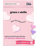 grace & stella Award Winning Pimple Patches for Face - Dermatologist Tested Acne Patches - Hydrocolloid Patch for Breakouts, Whiteheads - Vegan Acne Spot Treatment for Face (Hearts, 216 Pack)