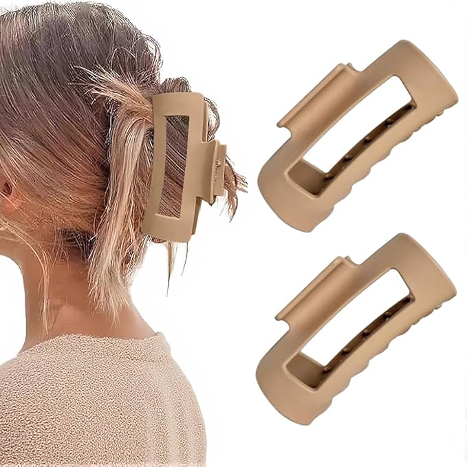 Silicone Hair Clips, Cloud Hair Pins for Women, 3.9 inch Soft Hair Claw Clip for Thick/Fine/Thin/Curly Hairstyle, Khaki 2 Pack