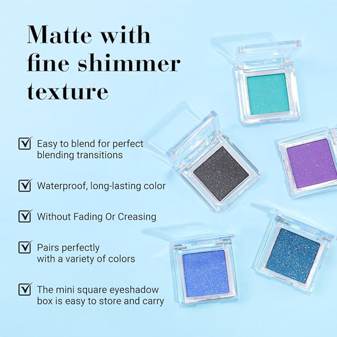 Shimmer Single Eye Shadow Palette Makeup, Mint Green Shimmer Monochrome Eyeshadow Halloween Birthday Party Wear For Green Blue Eye, Pigmented Waterproof Sombras Para Ojos