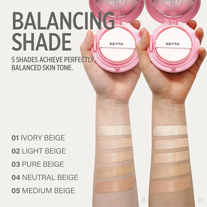 KEYTH PINK MAGNET CUSHION #03 PURE BEIGE (15G, 0.52 OZ.) / Magnetic Adherence, Dewy Radiance, 77% moisture essence, Glow Film Complex, Skin Film Polymer