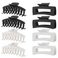 LuSeren 8 Pack White and Black Hair Clips for Women 4.3 Inch Large Hair Claw Clips for Women Thin Thick Curly Hair, Big Matte Banana Clips,Strong Hold jaw clips