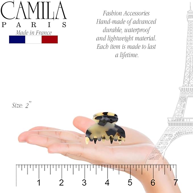Camila Paris CP3066 French Hair Clip for Women, Handmade, Ivory Tokyo, Small, Girls Hair Claw Clips Jaw, Durable Styling Hair Accessories for Women, Strong Hold Grip, Made in France