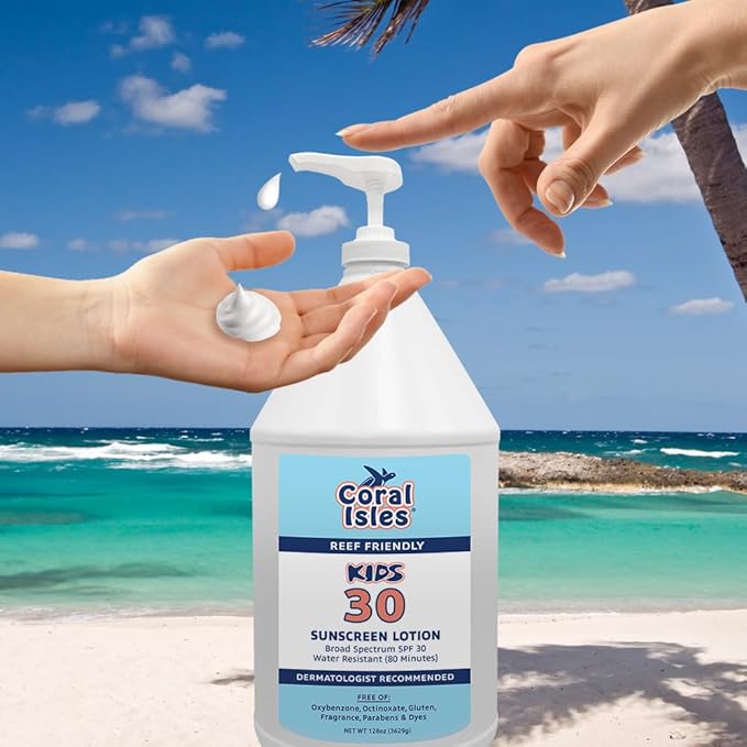 Rocky Mountain Sunscreen | KIDS SPF 30 Lotion -Broad Spectrum UVA/UVB Protection | Hawaii 104 Reef Act Compliant (Oxybenzone & Octinoxate Free) | Water Resistant 80 Min. | Gallon with Pump (128 Fl Oz)