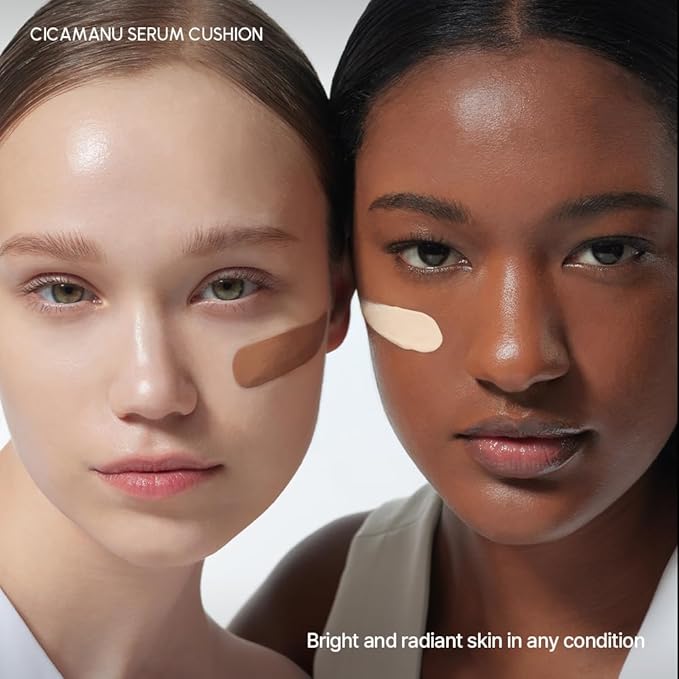 Parnell Cicamanu Serum Cushion 57N Deep Amber 0.52 fl oz | Hydrating Serum Foundation for Soothing, Pore Blurring & Radiant Glass Skin | Lightweight Korean Cushion for Sensitive Skin | K-Beauty