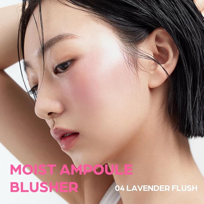 House of Hur Moist Ampoule Blusher with 50% Moisture Essence | Hydrating & Long-Lasting Blush | 0.68fl.oz (9 Shades) - Lavender Flush