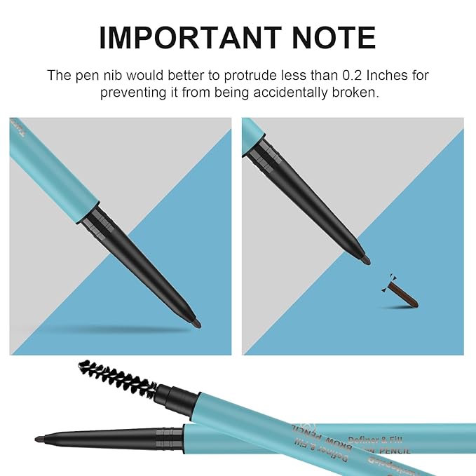 TurritopsisD Define & Fill Brow Pencil 【2-Pack Brown】 Eyebrow Pencil Pro Waterproof Long-Lasting Precision Tip Skinny Pen Built-in Soft Spoolie