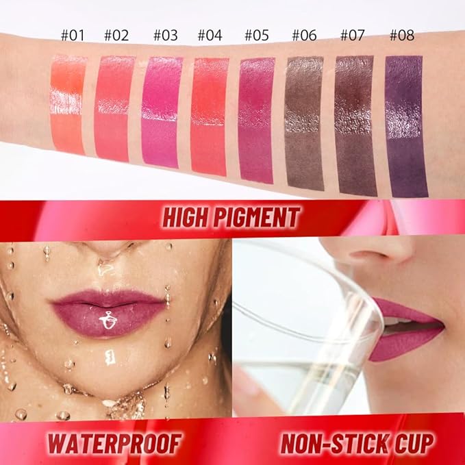 Dark Raspberry Lip Stain Peel Off Lip Gloss oil Dual-Ended Combo, Lips Liner Stain Peel Off Tattoo, Long Lasting & Waterproof, Transfer-Proof Lip Tint Stain with Lip oil for All Skin Type 05#