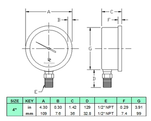 4" Oil Filled Pressure Gauge - Image 4