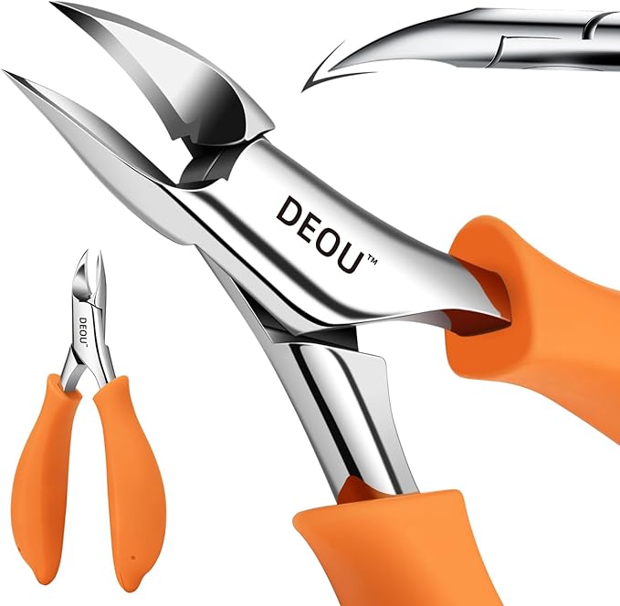 DEOU Podiatrist Toenail Clippers Ingrown Toenail Tools for Thick Nails and Inlaid Nails,Manicure and Pedicure Clippers,Heavy Duty Nail Clippers, Pedicure Tools (Orange)