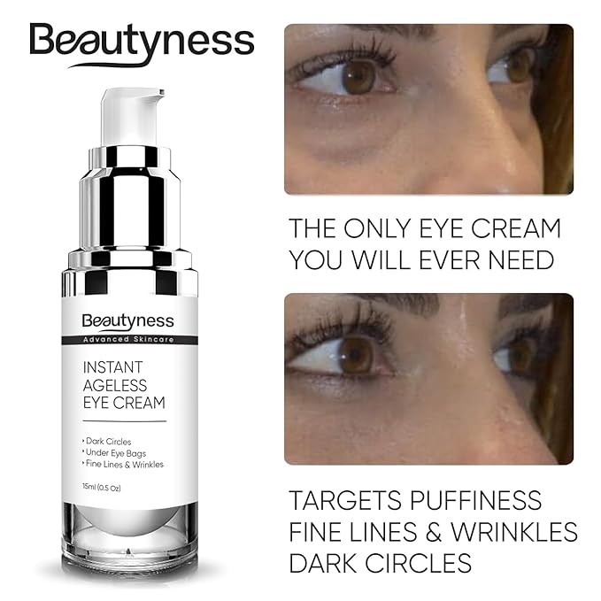 Instant Ageless Eye Cream-Instantly Reduces Under Eye Bags, Wrinkles, Dark Circles, Fine Lines & Crow's Feet. Powerfully Tighten & Lifts Sagging Skin that last Hours.