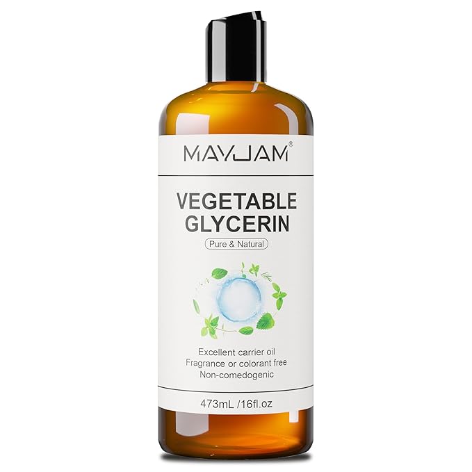 MAYJAM 100% Natural & Pure Vegetable Glycerine, 16 fl. oz. Vegetable Glycerin Liquid Body Oil for Skin, Face, Hair Care, Massage Oil for Moisturizing and Hair Benefits, Carrier Oil for Essential Oils