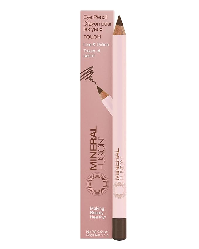 Mineral Fusion Eye Pencil (Dark Brown - Touch) - Eyeliner with Soothing Chamomile, Meadowfoam & Vitamin E - Smooth & Long Lasting, Hypoallergenic, Non-Irritating Eye Makeup
