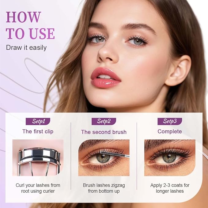 Iron Wand Mascara,Waterproof Metal Wand Mascara Tubing, 3D Curling Metal Wands Mascaras Black Washable, Long-lasting 3D Curling Eyelash, Smudge Proof & No Flaking (Black-1)