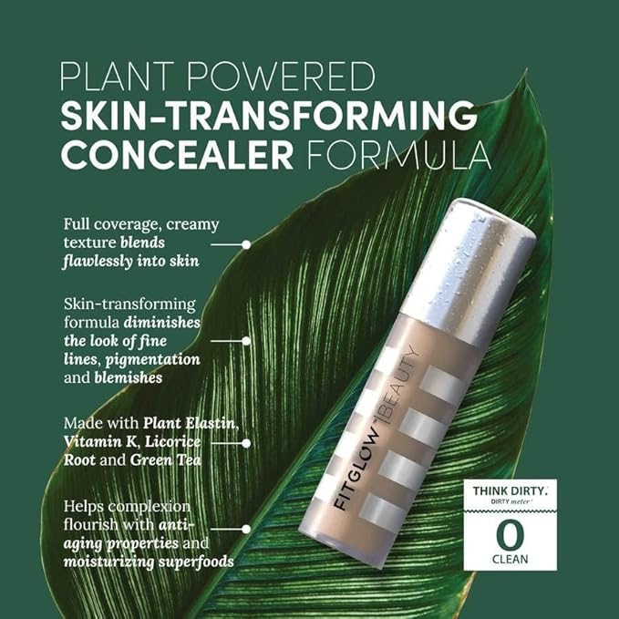 Fitglow Beauty Conceal+ | Vegan Full Coverage Concealer Skincare with Vitamin K + Green Tea | Corrects Dark Circles, Blemishes & Redness | Non-Creasing, Natural Finish | C2-6g