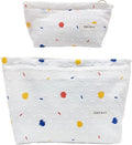2 Pcs Makeup Bags, Large Cosmetic Bag Travel Toiletry Bag Organizer for Women, Embroidery Craft, Floral Makeup Bag Small Cosmetic Pouch Purse with Zipper, Gifts for Girls Teen (Colorful Dots)